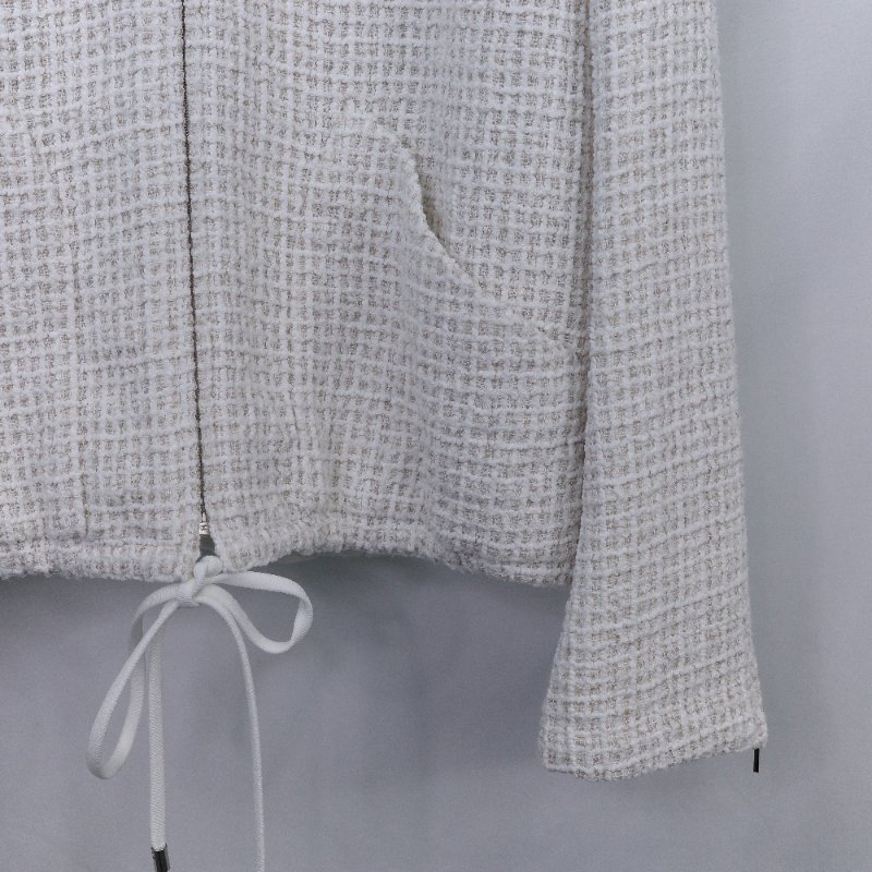 Chanel 香奈兒 立體花卉水晶裝飾 白色斜紋 軟呢外套-6