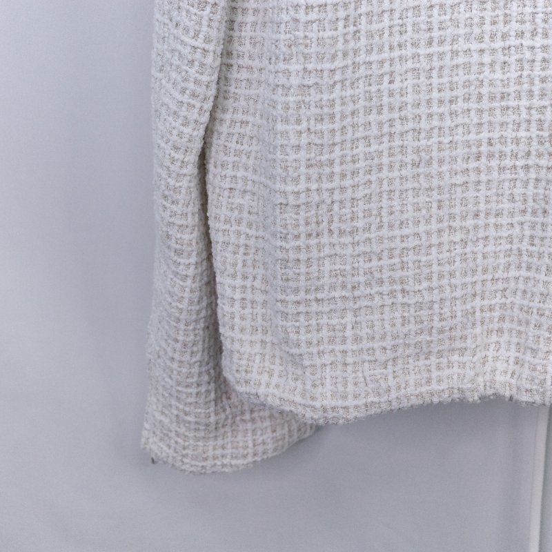 Chanel 香奈兒 立體花卉水晶裝飾 白色斜紋 軟呢外套-11