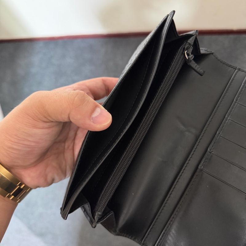 Gucci 綠紅綠織帶壓印牛皮對開長夾-6