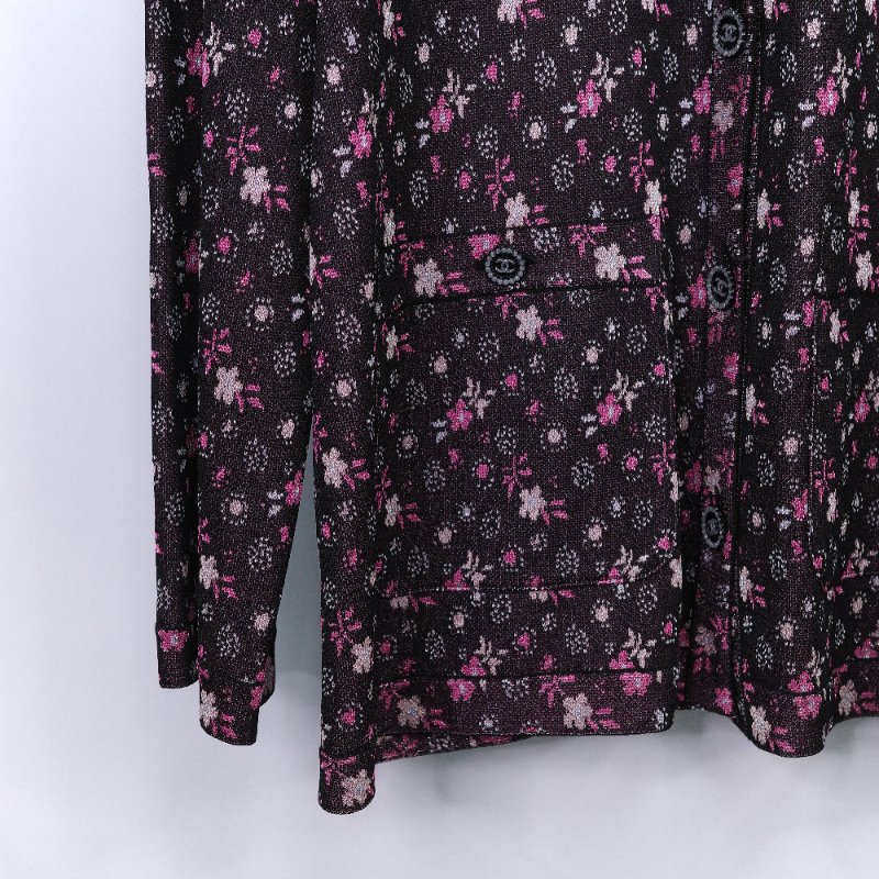 Chanel 香奈兒 24B 黑粉交織金屬絲 嫘縈 襯衫式外套-6