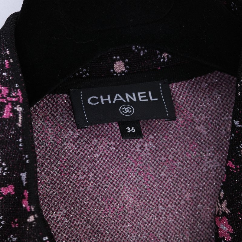 Chanel 香奈兒 24B 黑粉交織金屬絲 嫘縈 襯衫式外套-11