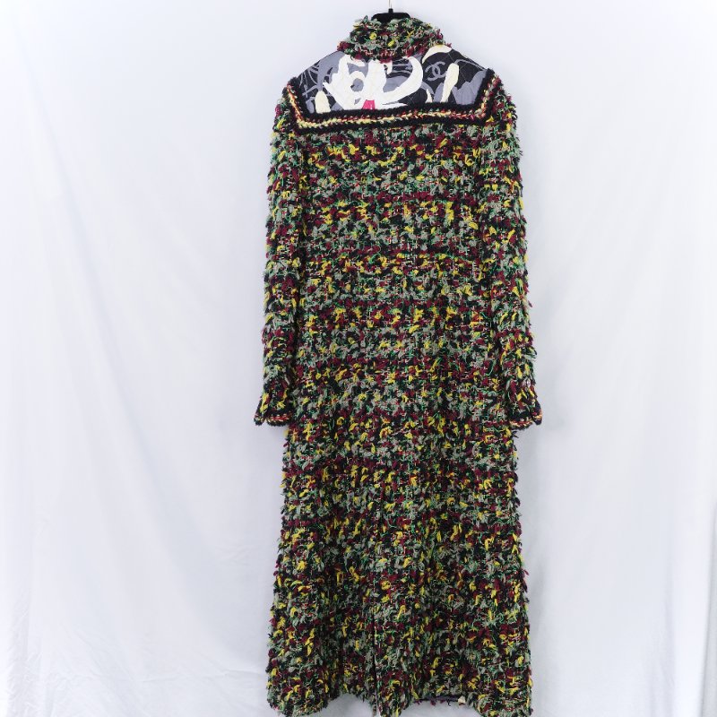 Chanel 香奈兒 經典工藝 斜紋 繽紛多彩 幻想軟呢長版大衣-4