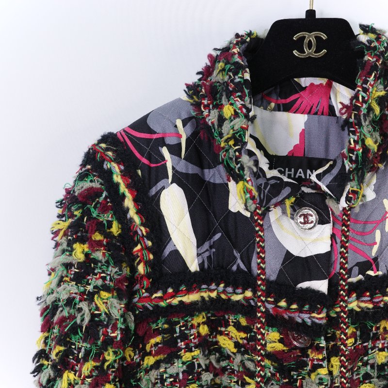 Chanel 香奈兒 經典工藝 斜紋 繽紛多彩 幻想軟呢長版大衣-5