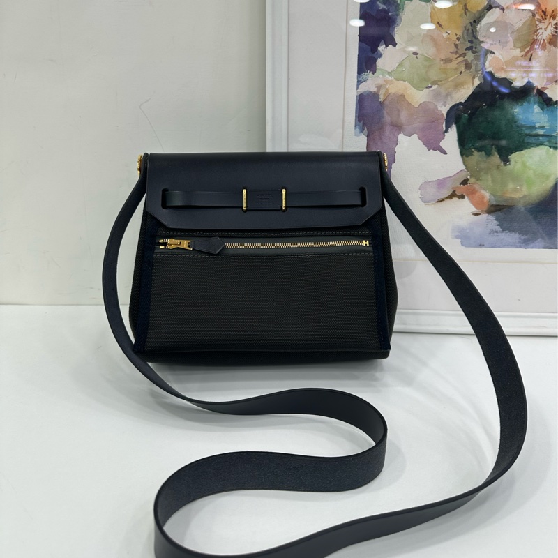 Hermes 愛馬仕 mini herbag Zip20深古銅灰色 拼黑 超酷 W 有購證-2