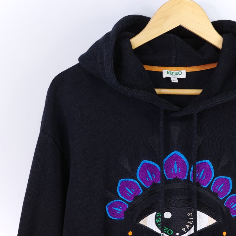 Kenzo 高田賢三 黑色經典眼睛 男裝 連帽衛衣-1