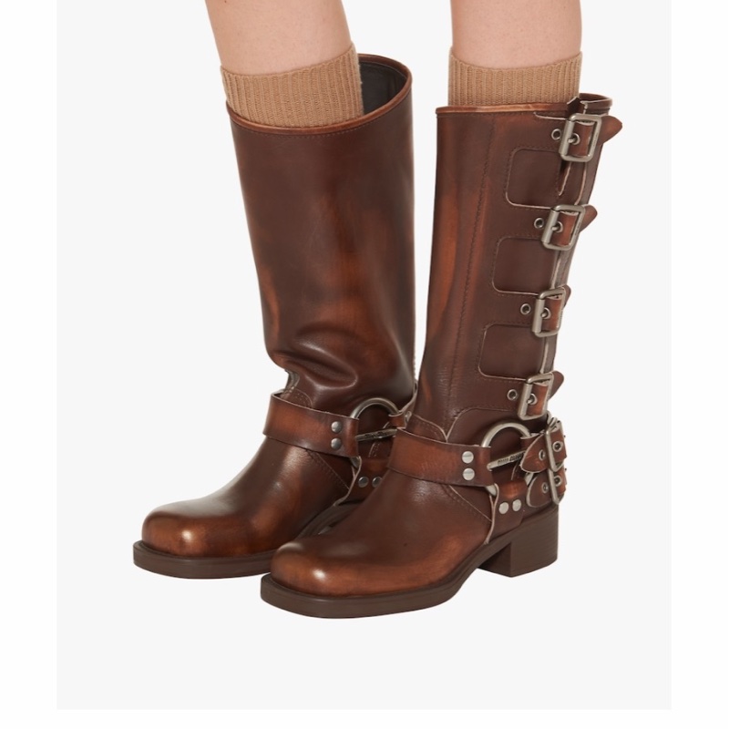 Miu Miu 女士 徽標高跟長筒靴34.5 35 35.5 36 36.5 37 37.5 38 38.5 39 39.5 40 40.5 41碼跟高: 50cm; 筒高: 32cm-2