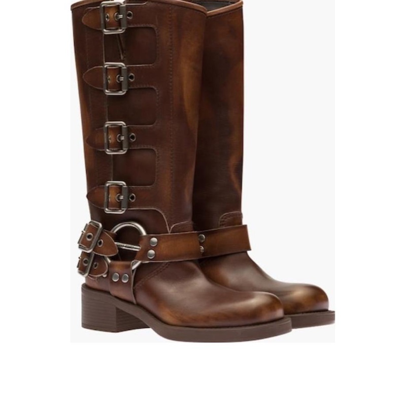 Miu Miu 女士 徽標高跟長筒靴34.5 35 35.5 36 36.5 37 37.5 38 38.5 39 39.5 40 40.5 41碼跟高: 50cm; 筒高: 32cm-4