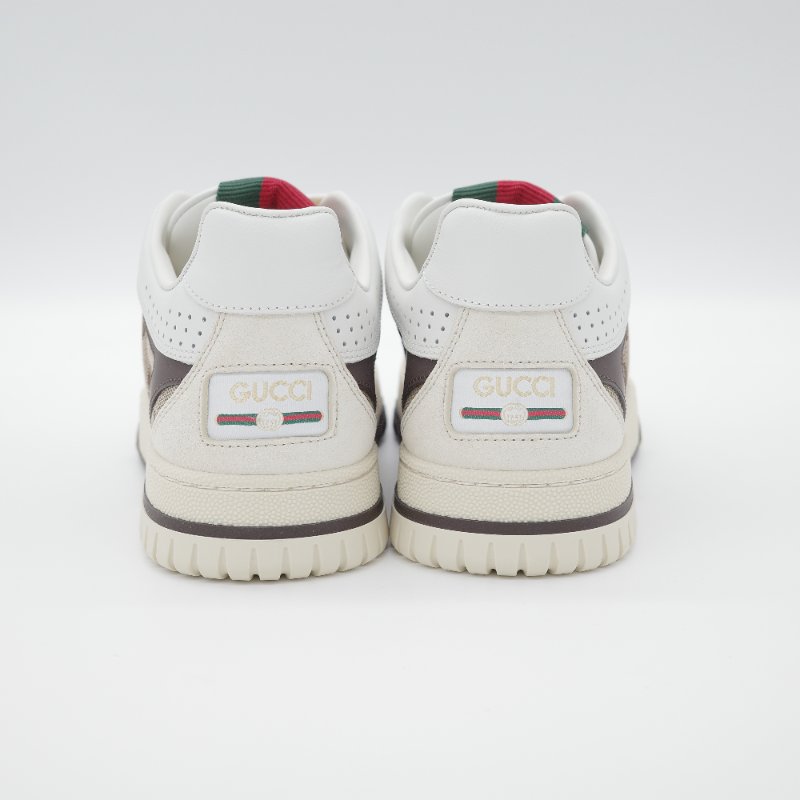 Gucci古馳Re-Web 白色牛皮 米棕色 GG 帆布運動鞋-3