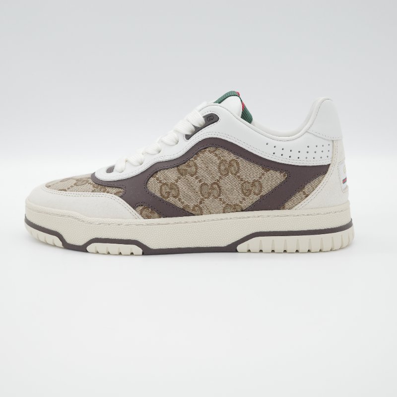 Gucci古馳Re-Web 白色牛皮 米棕色 GG 帆布運動鞋-8