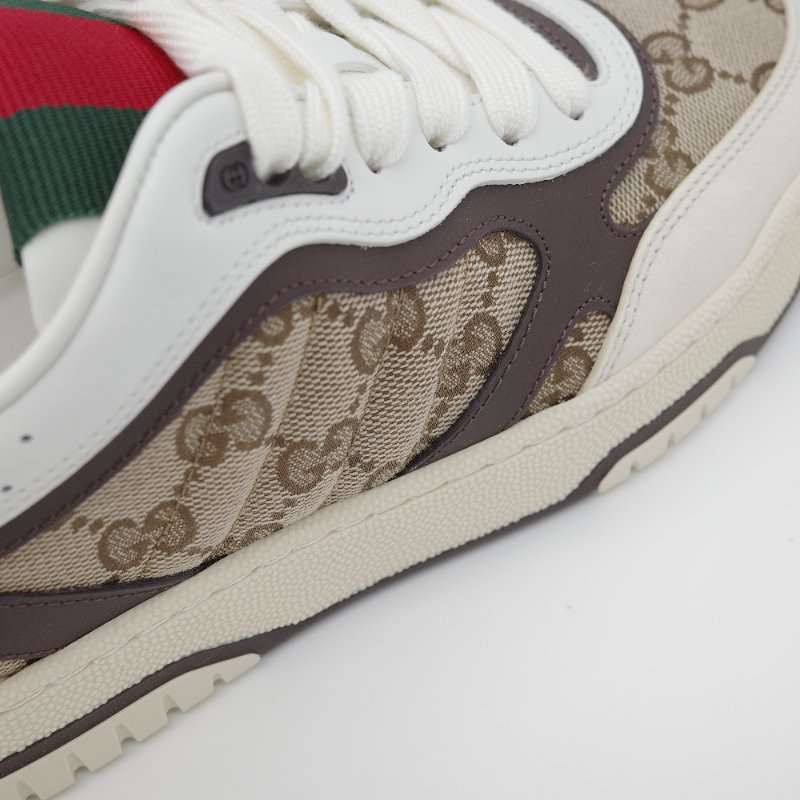 Gucci古馳Re-Web 白色牛皮 米棕色 GG 帆布運動鞋-13