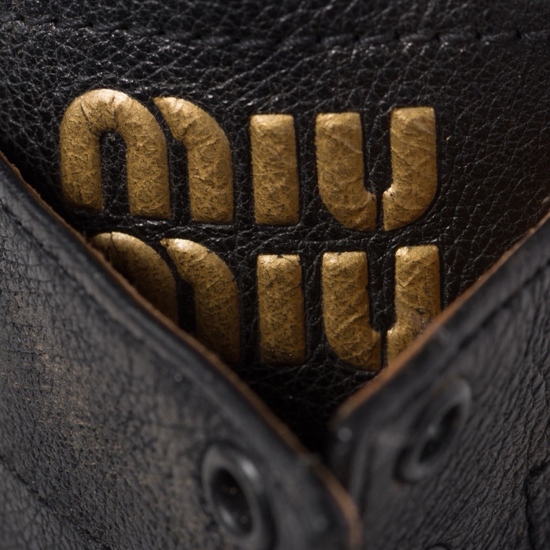 Miu Miu 女士 圓頭系帶短筒靴35 35.5 36 36.5 37 37.5 38 38.5 39 39.5 40 40.5 41 41.5 42碼跟高: 3.5cm; 筒高: 21cm-2