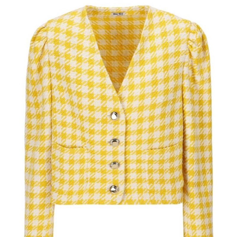 Miu Miu 女士 深V領紐扣休閒夾克IT-36碼-4