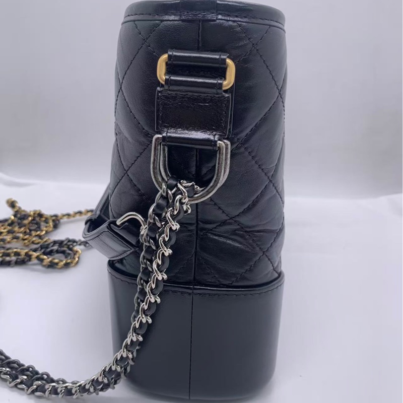 Chanel香奈兒流浪包中號黑色鏈條包，鐳射26開-10