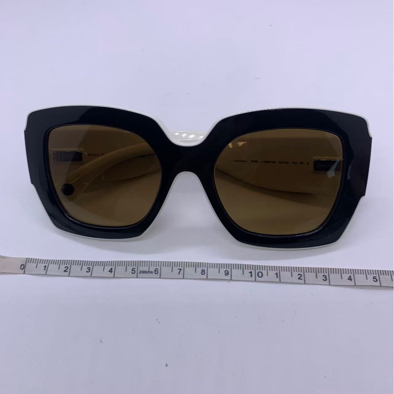 99新Chanel香奈兒黑白熊貓拼色方形大框墨鏡太陽眼鏡-3