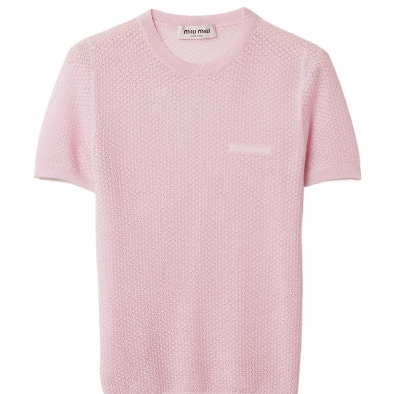 Miu Miu 女士 短袖針織衫IT-38 IT-40 IT-42 IT-44碼模特身高178CM，穿38碼-0