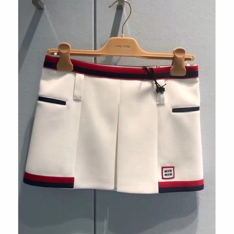 Miu Miu 女士 徽標細節迷你半身裙IT-38 IT-40碼