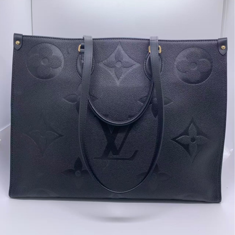 路易威登Lv onthego大號黑色全皮壓紋手提包單肩包-1