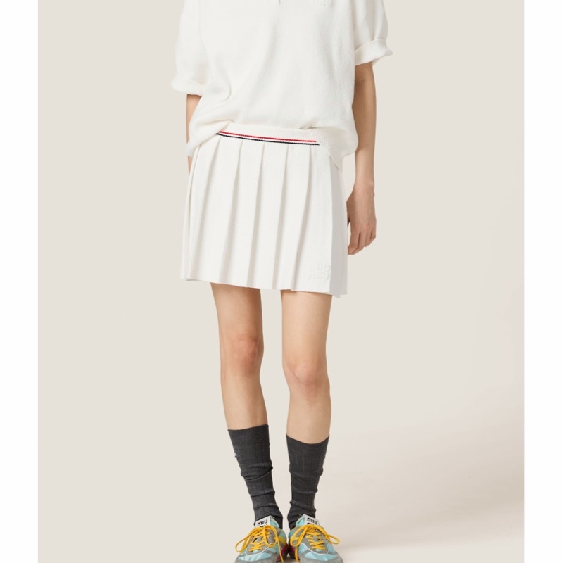 Miu Miu 女士 棉質迷你裙IT-38 IT-40 IT-42 IT-44碼模特身高178CM,穿38碼-3