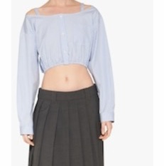 Miu Miu 女士 徽標裝飾條紋襯衫IT-38 IT-40碼-1