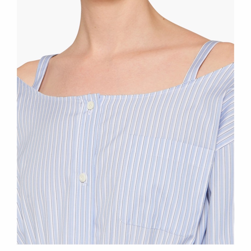 Miu Miu 女士 徽標裝飾條紋襯衫IT-38 IT-40碼-3