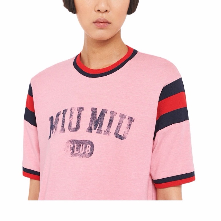 Miu Miu 女士 印花平紋針織 T 恤XS碼-1