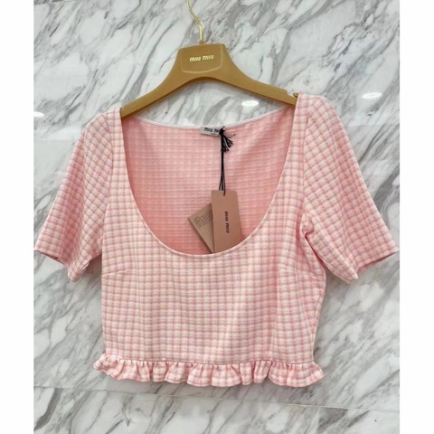 Miu Miu 女士 徽標格子短款罩衫IT-36 IT-38 IT-40 IT-42碼