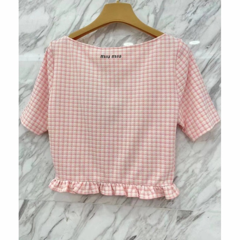 Miu Miu 女士 徽標格子短款罩衫IT-36 IT-38 IT-40 IT-42碼-1
