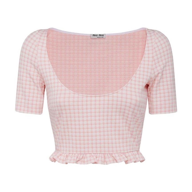 Miu Miu 女士 徽標格子短款罩衫IT-36 IT-38 IT-40 IT-42碼-3