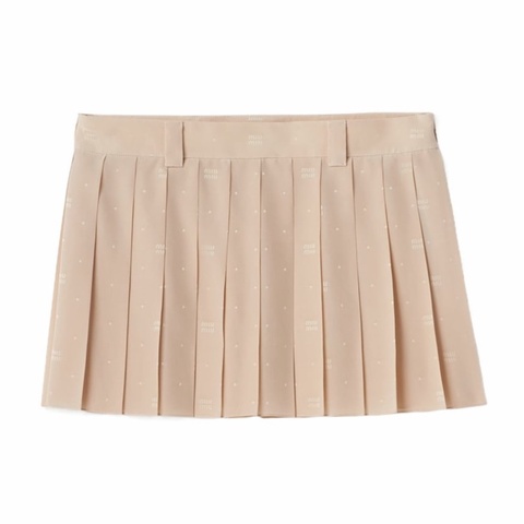 Miu Miu 女士 雙縐摺襇迷你半身裙IT-38碼