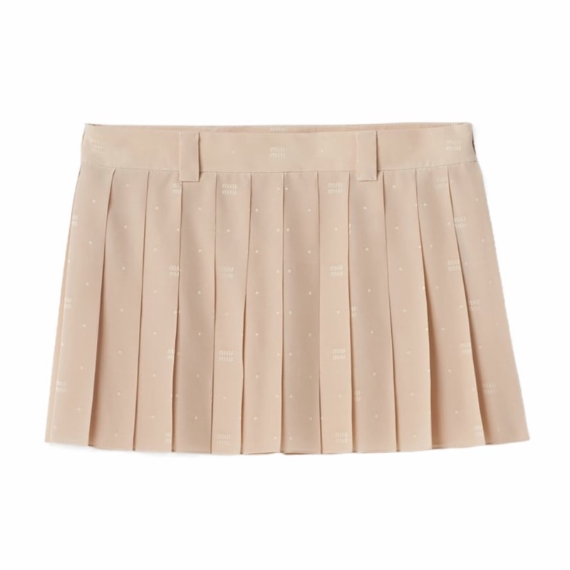Miu Miu 女士 雙縐摺襇迷你半身裙IT-38碼-0