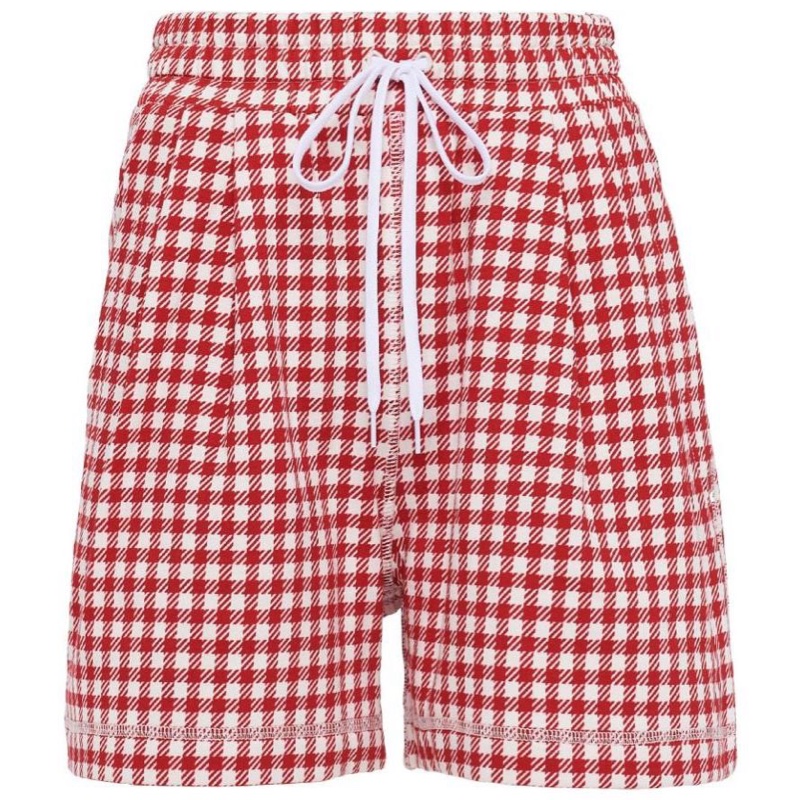 Miu Miu 女士 徽標格紋抽繩高腰短褲IT-36 IT-38 IT-40碼-0