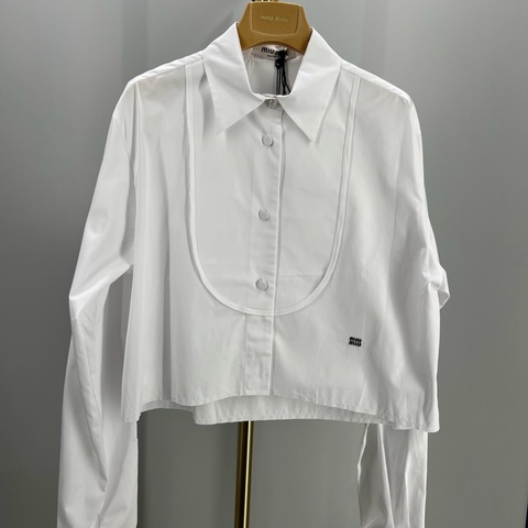 Miu Miu 女士 長袖徽標襯衫IT-36 IT-40碼