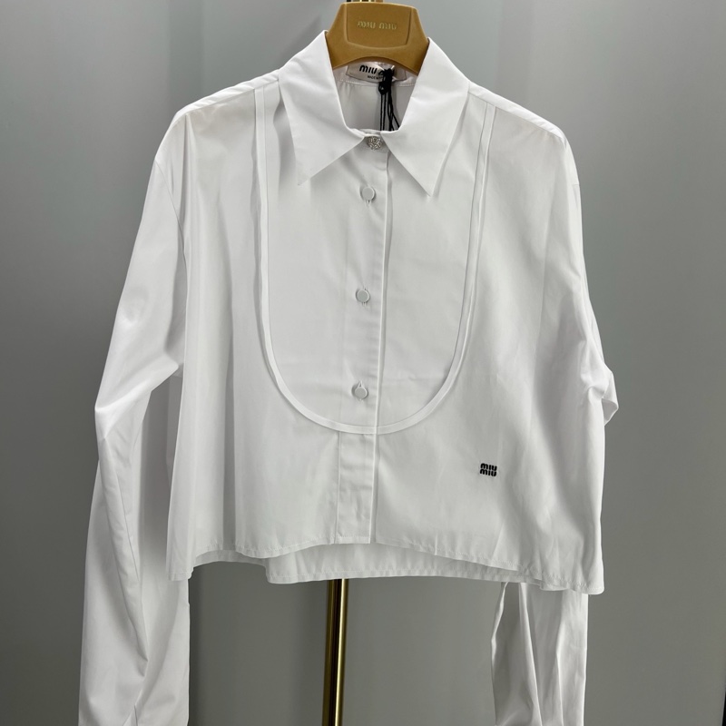 Miu Miu 女士 長袖徽標襯衫IT-36 IT-40碼-0