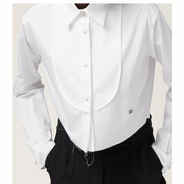 Miu Miu 女士 長袖徽標襯衫IT-36 IT-40碼-3
