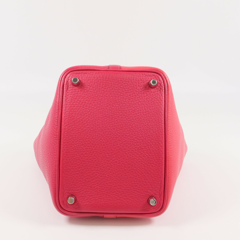 HERMES Clemence皮革Picotin PM銀扣手挽袋Rose Mexico/Rouge de Coeur-3