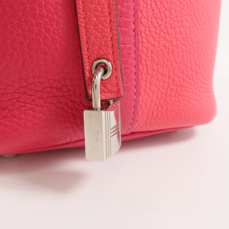 HERMES Clemence皮革Picotin PM銀扣手挽袋Rose Mexico/Rouge de Coeur-5
