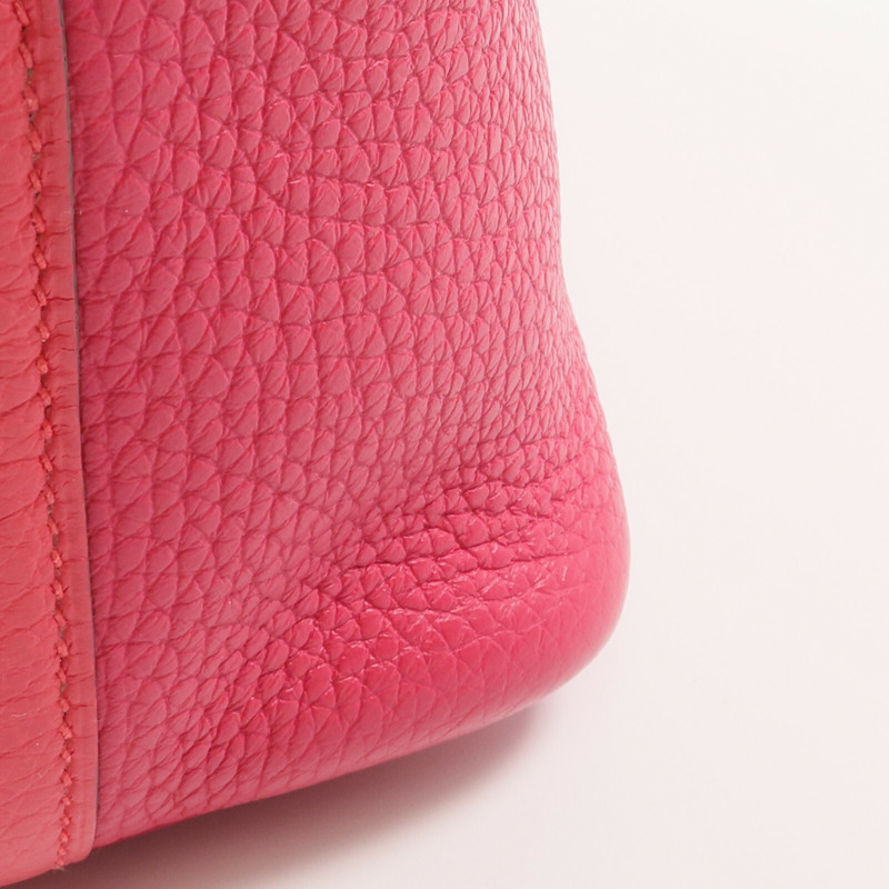 HERMES Clemence皮革Picotin PM銀扣手挽袋Rose Mexico/Rouge de Coeur-10