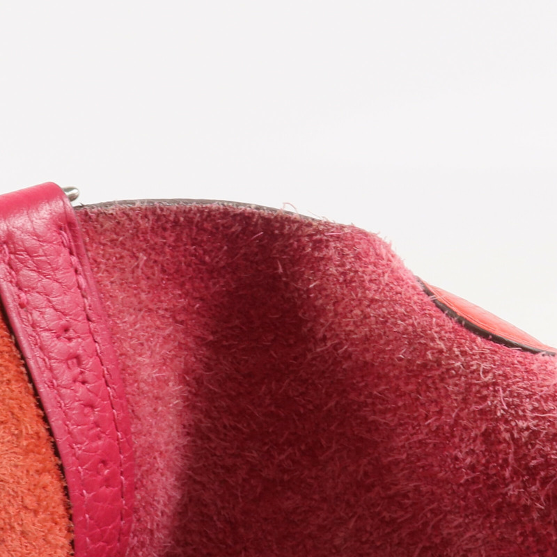 HERMES Clemence皮革Picotin PM銀扣手挽袋Rose Mexico/Rouge de Coeur-12