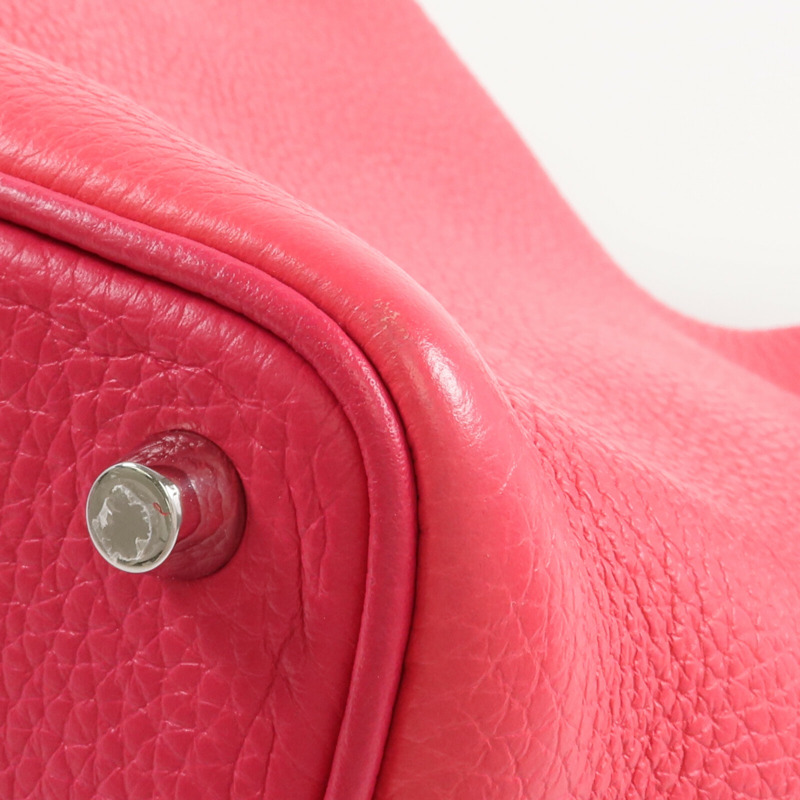 HERMES Clemence皮革Picotin PM銀扣手挽袋Rose Mexico/Rouge de Coeur-13