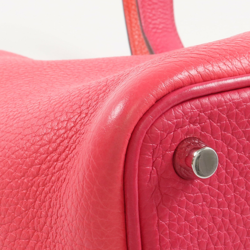 HERMES Clemence皮革Picotin PM銀扣手挽袋Rose Mexico/Rouge de Coeur-14
