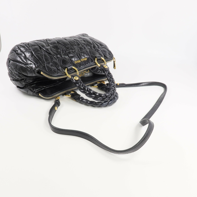 Miu Miu 牛皮皮革2 Way Shoulder金扣手挽肩背兩用袋-4
