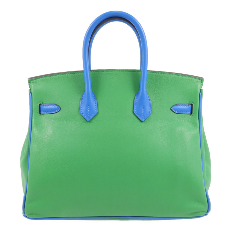 HERMES Swift皮革Birkin 25金扣手挽袋Bambou/Bleu Hydra-1