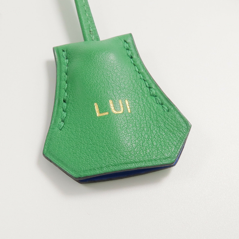 HERMES Swift皮革Birkin 25金扣手挽袋Bambou/Bleu Hydra-10