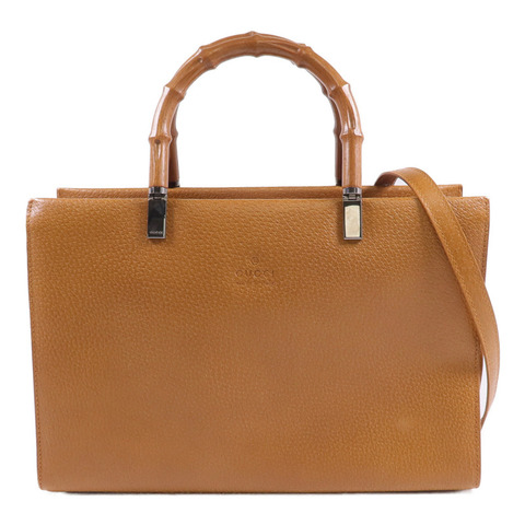 GUCCI 牛皮皮革Bamboo Handbag/Shoulder Bag銀扣手挽肩背兩用袋