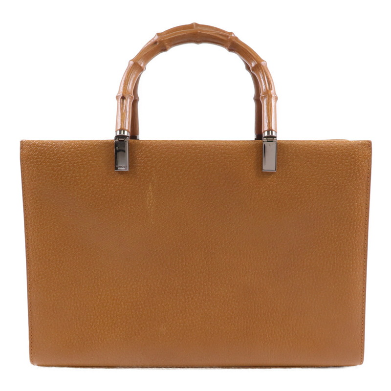 GUCCI 牛皮皮革Bamboo Handbag/Shoulder Bag銀扣手挽肩背兩用袋-1