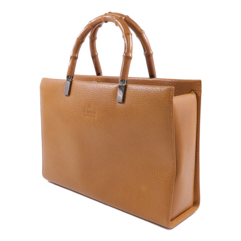 GUCCI 牛皮皮革Bamboo Handbag/Shoulder Bag銀扣手挽肩背兩用袋-2