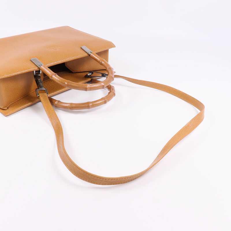GUCCI 牛皮皮革Bamboo Handbag/Shoulder Bag銀扣手挽肩背兩用袋-4