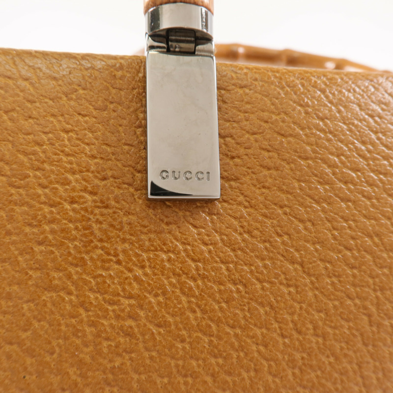 GUCCI 牛皮皮革Bamboo Handbag/Shoulder Bag銀扣手挽肩背兩用袋-10