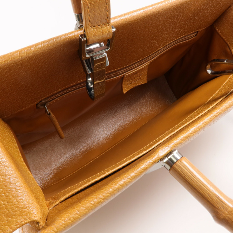 GUCCI 牛皮皮革Bamboo Handbag/Shoulder Bag銀扣手挽肩背兩用袋-12
