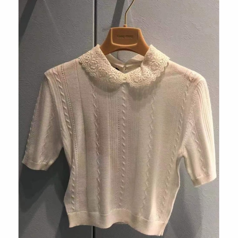 Miu Miu 女士 短袖針織套衫IT-36碼-4